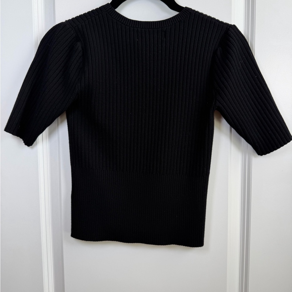 Bailey 44 Black Ribbed Short Sleeve Top - Picture 3 of 6